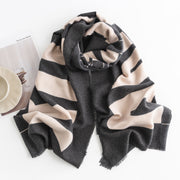 Herringbone Pattern Monochrome Artificial Cashmere Scarf Women's Simple Casual Style Tassel Warm Shawl Looty Lush