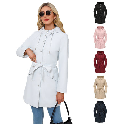 Spring And Autumn New Hooded Waterproof Coat Containing Belt Thin Looty Lush