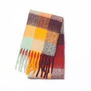 Women's Scarf Autumn And Winter New Thick Beard Color Four-grid Looty Lush