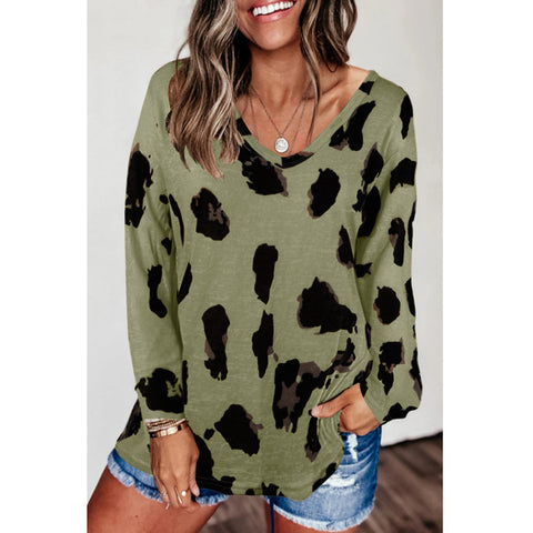 Looty Lush Loose Long-Sleeved Printed T-Shirt Top