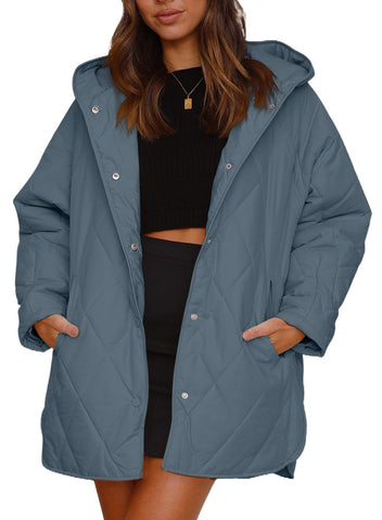 Diamond Quilted Hooded Lightweight Jacket For Women Looty Lush