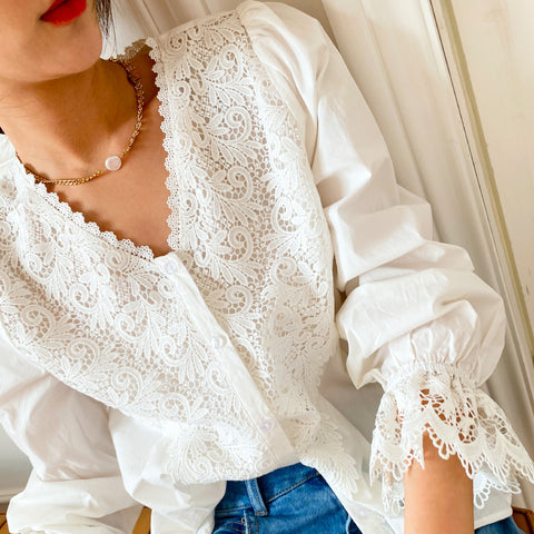 Looty Lush French Design Women's Lace Shirt Temperament Blouse