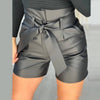 High Waist Black Strap Slim Fit Pu Shorts Belted Looty Lush