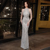 Beaded Sequined Banquet Long Halter Set Diamond Queen Fishtail Evening Gown Looty Lush