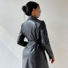 PU Long Sleeve Women's Slim Fit Long Trench Coat Looty Lush