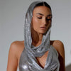 Back Slit Metal Sequins Top Scarf Two-piece Set Looty Lush