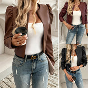 Jacket Women's Temperament Leisure Cardigan Solid Color Leather Coat Looty Lush